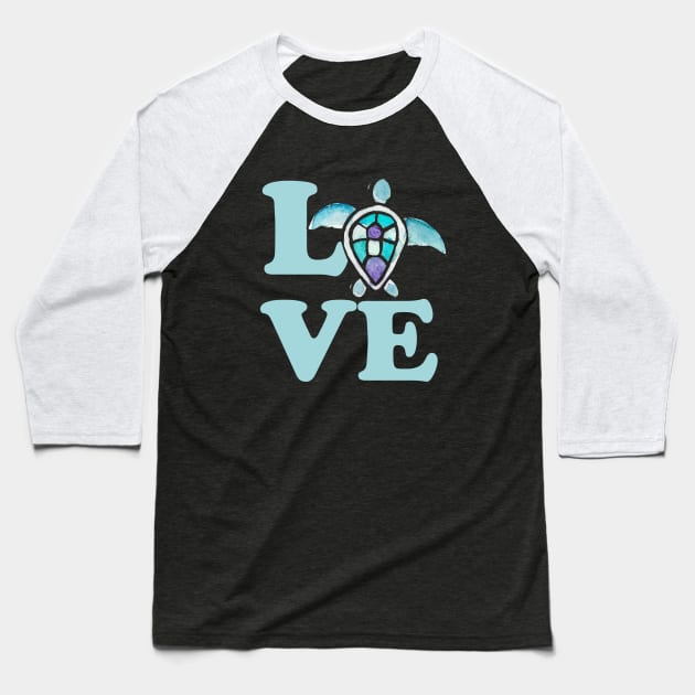 Sea Turtle Love Baseball T-Shirt by bubbsnugg